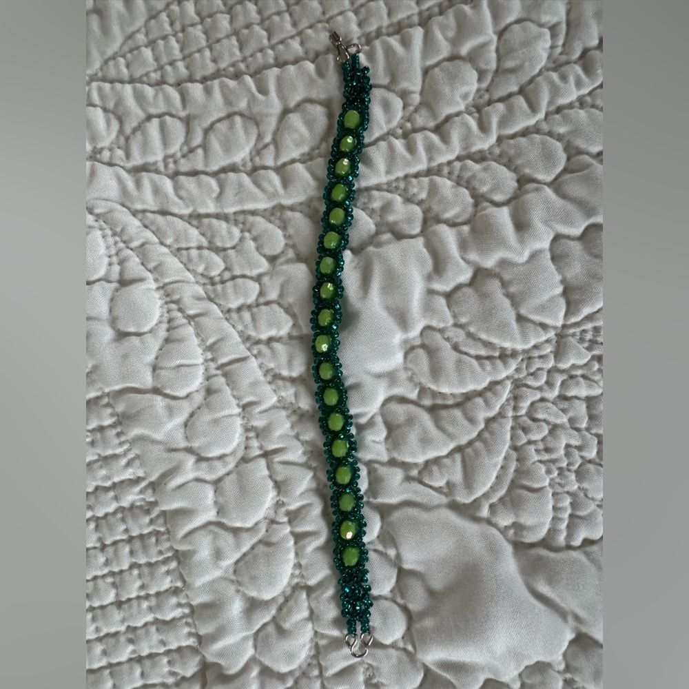 Elegant Green Beaded Bracelet—Made in Ecuador